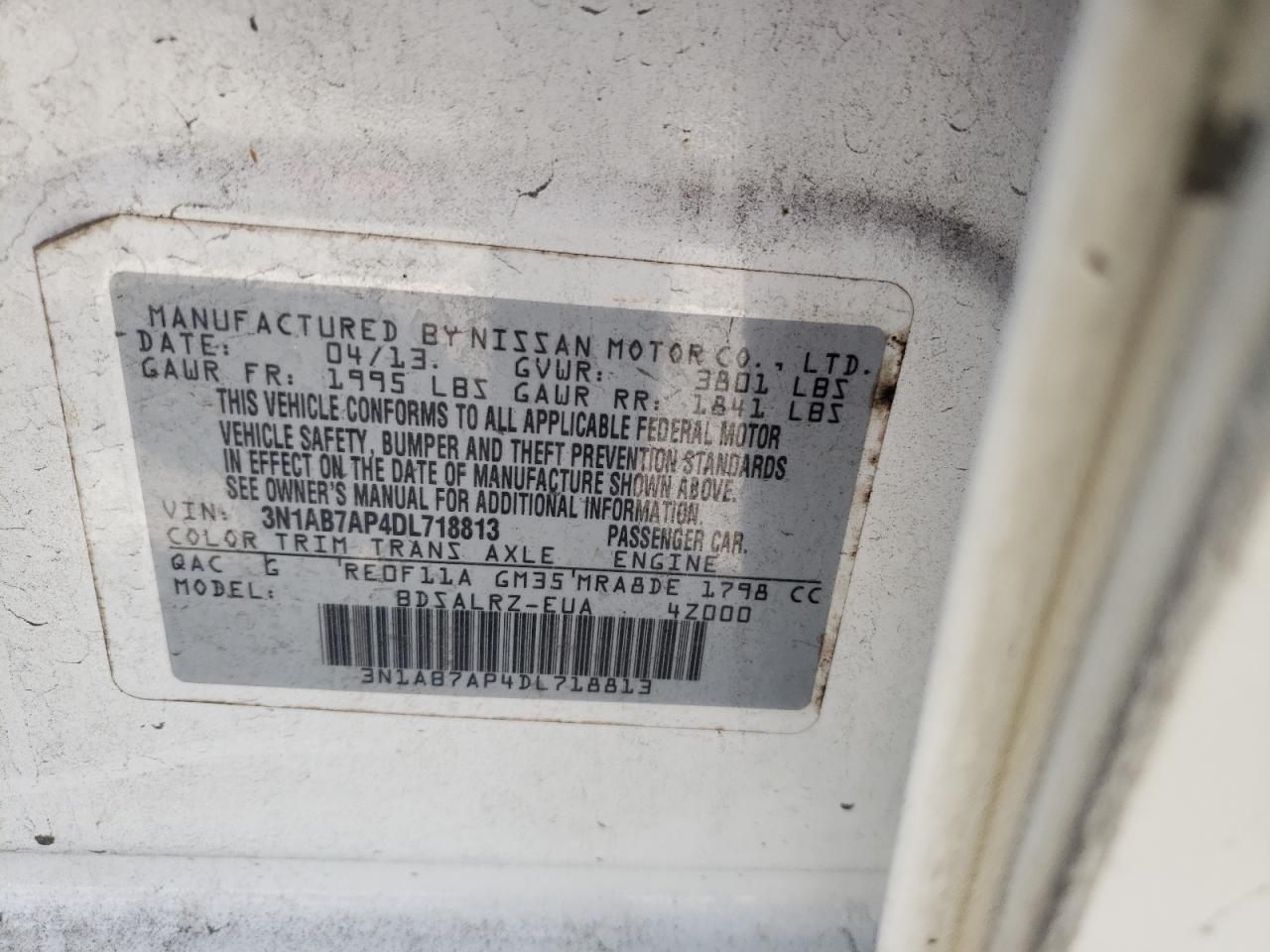 Photo 10 from auction – 2013 NISSAN SENTRA with VIN 3N1AB7AP4DL718813