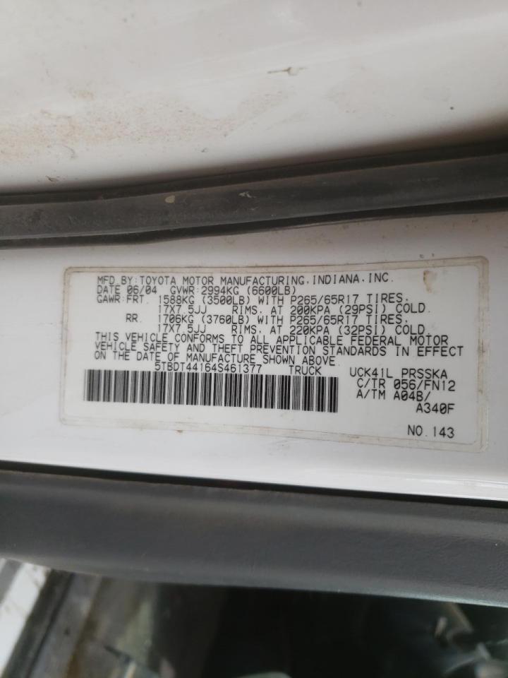 Photo 10 from auction – 2004 TOYOTA TUNDRA DOU with VIN 5TBDT44164S461377