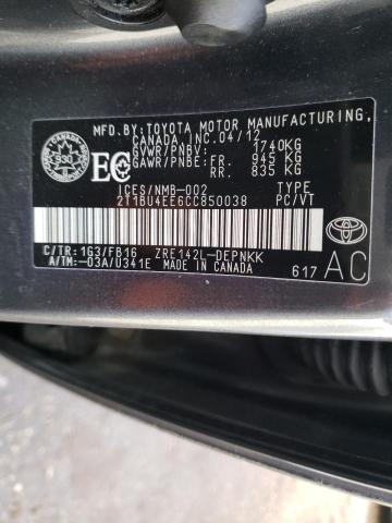 Photo 10 from auction – 2012 TOYOTA COROLLA BA with VIN 2T1BU4EE6CC850038