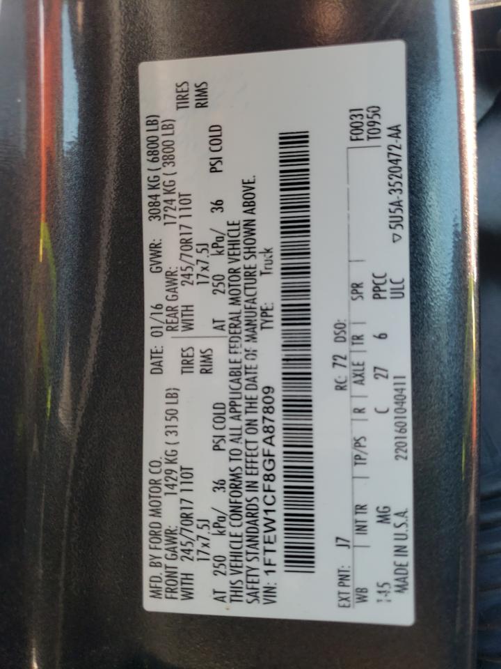 Photo 10 from auction – 2016 FORD F150 SUPER with VIN 1FTEW1CF8GFA87809