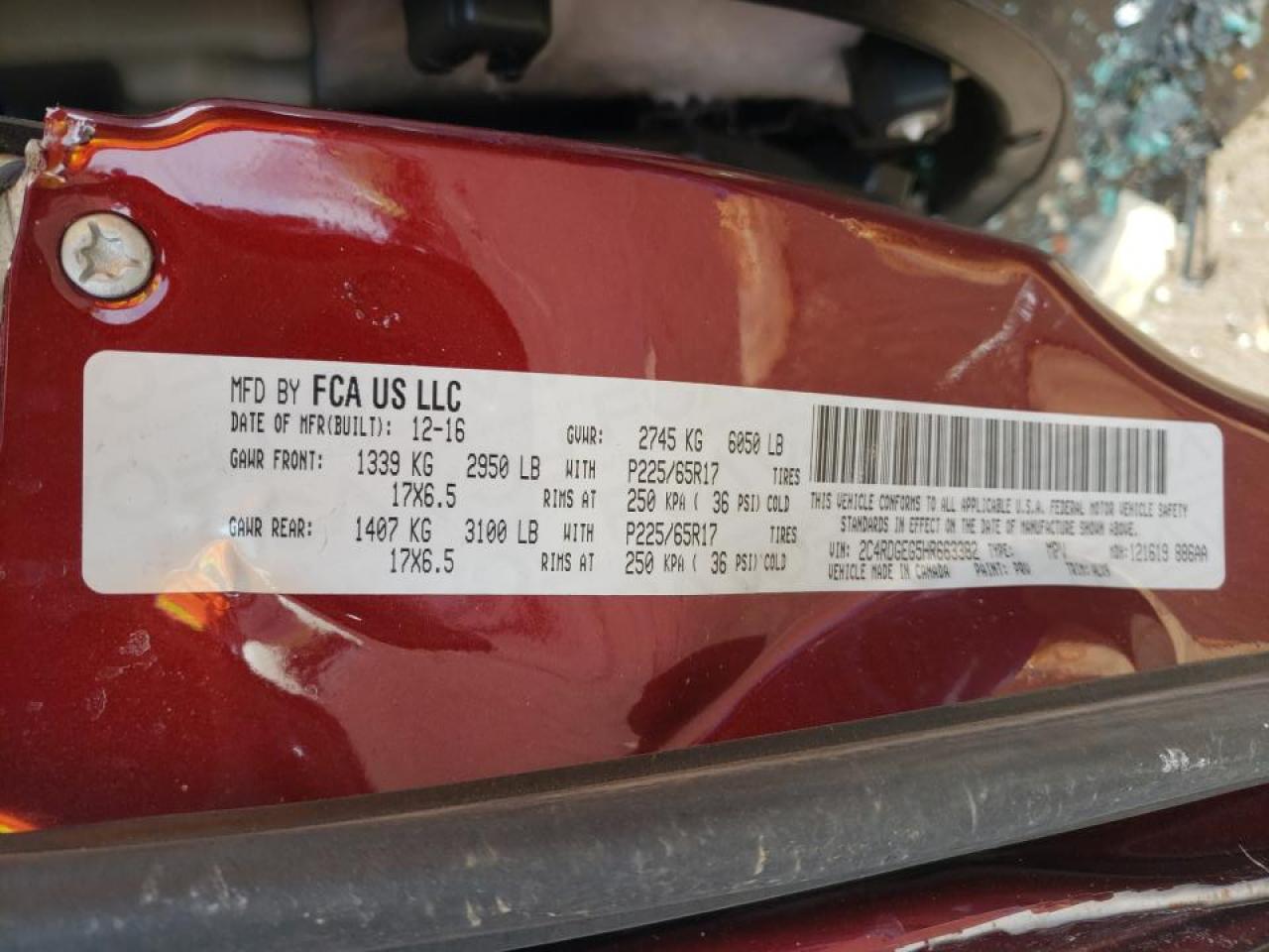 Photo 10 from auction – 2017 DODGE GRAND CARA with VIN 2C4RDGEG5HR663382