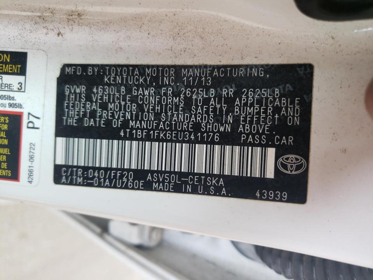 Photo 10 from auction – 2014 TOYOTA CAMRY L with VIN 4T1BF1FK6EU341176