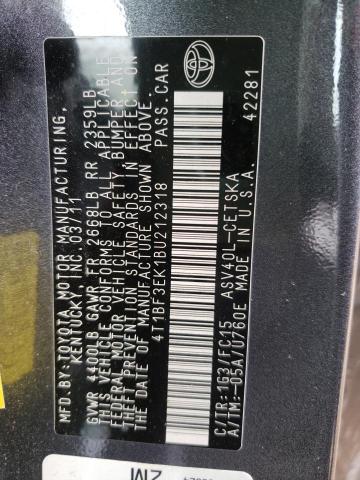 Photo 10 from auction – 2011 TOYOTA CAMRY BASE with VIN 4T1BF3EK1BU212318