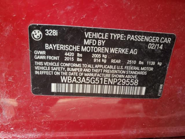 Photo 10 from auction – 2014 BMW 328 I with VIN WBA3A5G51ENP29558