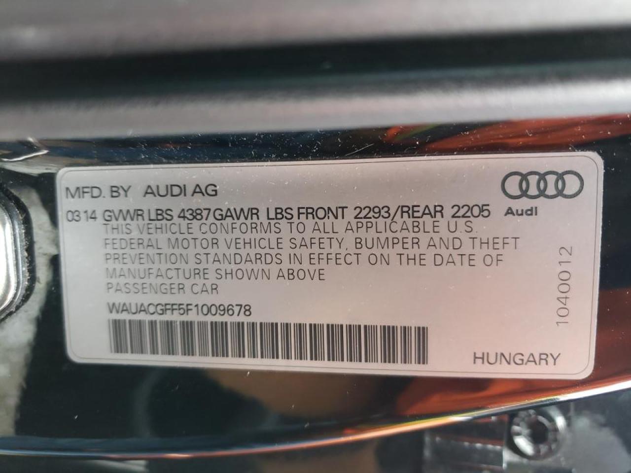 Фото 10 с аукциона – 2015 AUDI A3 PREMIUM с VIN WAUACGFF5F1009678