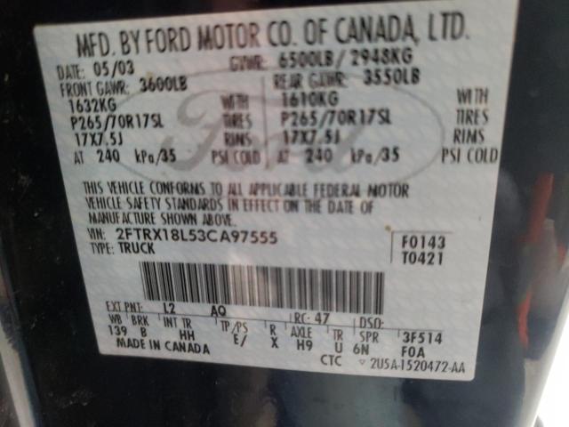 Photo 10 from auction – 2003 FORD F150 with VIN 2FTRX18L53CA97555