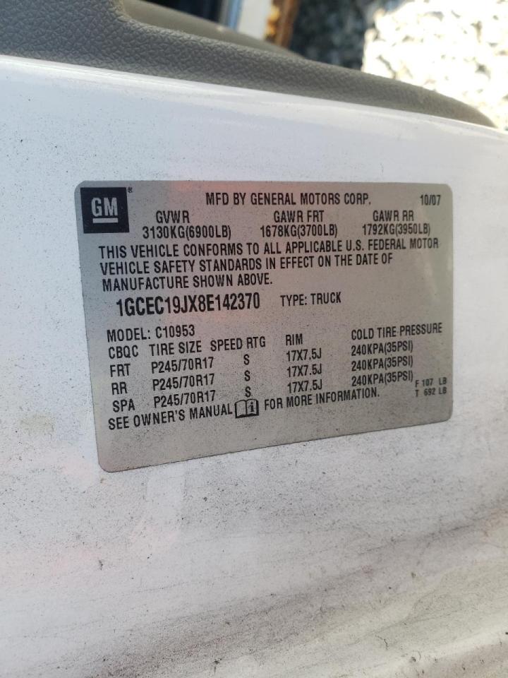 Photo 10 from auction – 2008 CHEVROLET SILVERADO with VIN 1GCEC19JX8E142370