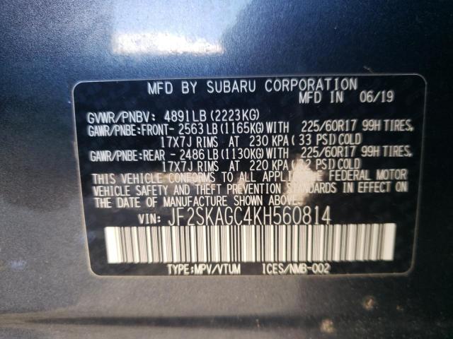 Photo 10 from auction – 2019 SUBARU FORESTER P with VIN JF2SKAGC4KH560814