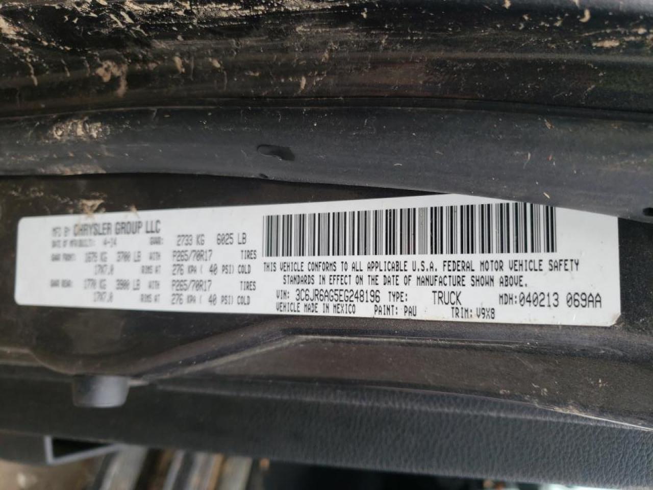 Photo 10 from auction – 2014 RAM 1500 ST with VIN 3C6JR6AG5EG248196