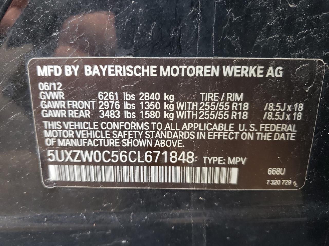 Photo 10 from auction – 2012 BMW X5 XDRIVE3 with VIN 5UXZW0C56CL671848