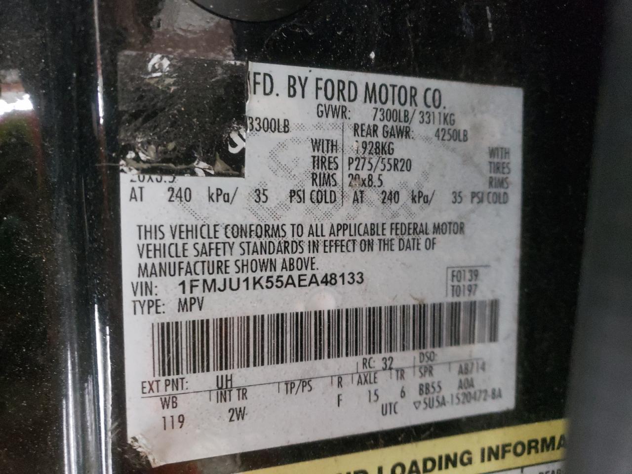 Photo 10 from auction – 2010 FORD EXPEDITION with VIN 1FMJU1K55AEA48133