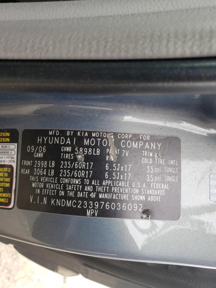 Photo 10 from auction – 2007 HYUNDAI ENTOURAGE with VIN KNDMC233976036092