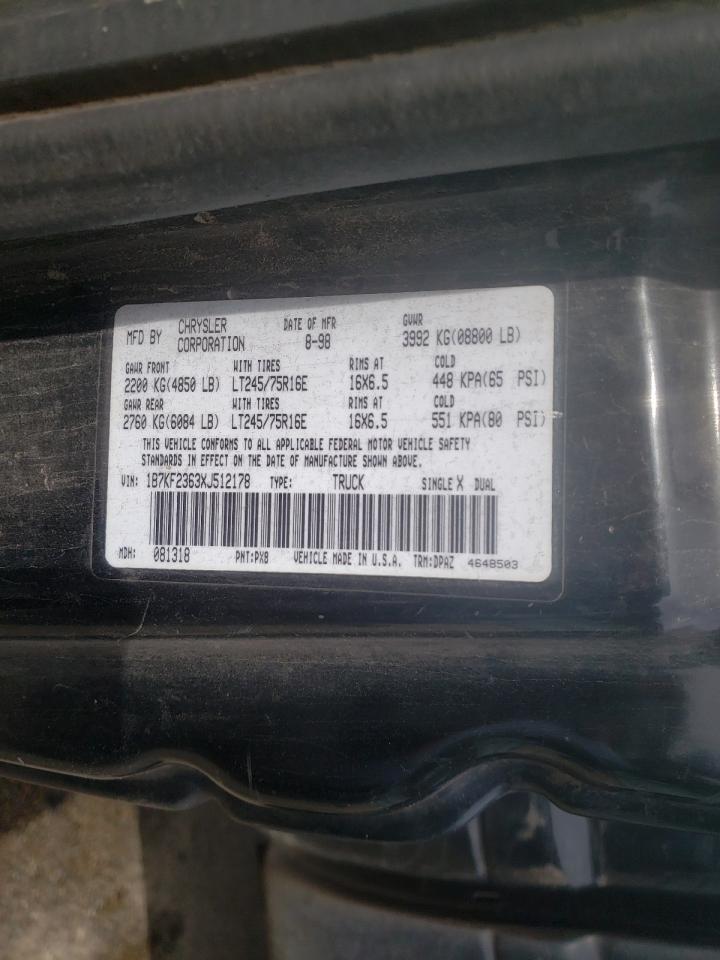 Photo 10 from auction – 1999 DODGE RAM 2500 with VIN 1B7KF2363XJ512178