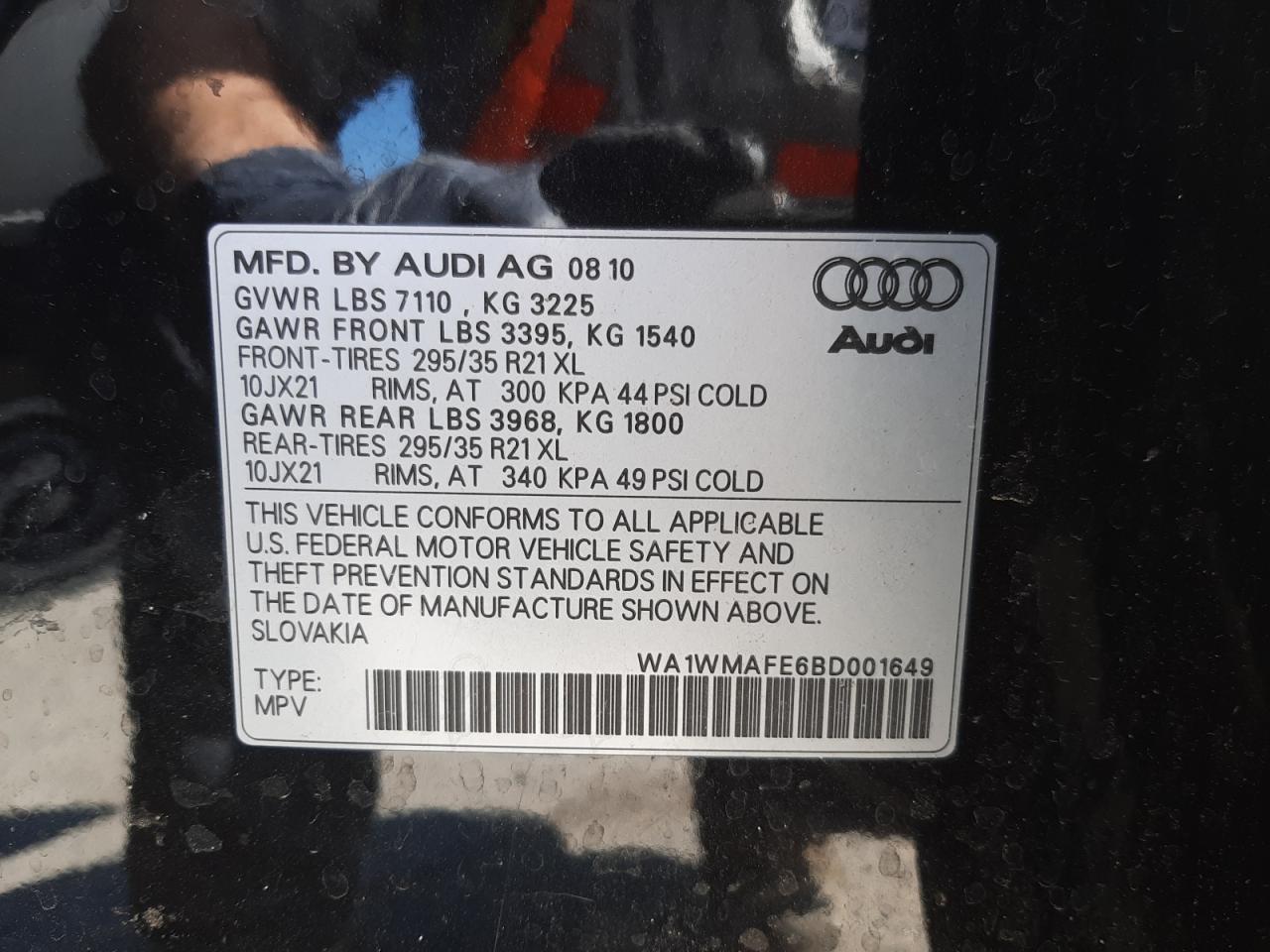 Photo 10 from auction – 2011 AUDI Q7 PRESTIG with VIN WA1WMAFE6BD001649