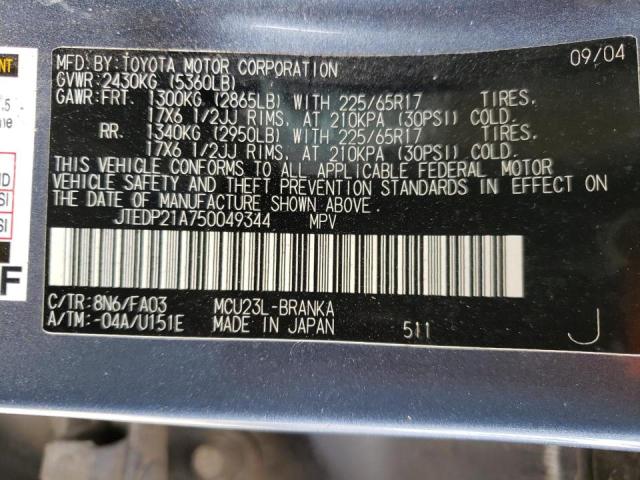 Foto 10 de la subasta – 2005 TOYOTA HIGHLANDER con VIN JTEDP21A750049344