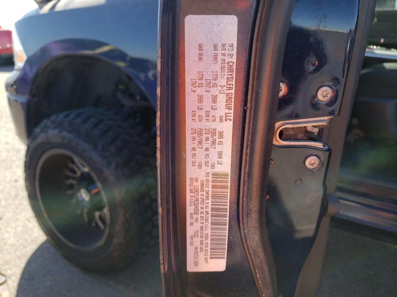 Photo 10 from auction – 2012 DODGE RAM 1500 S with VIN 1C6RD7LP9CS249538