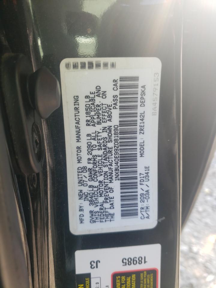 Photo 10 from auction – 2009 TOYOTA COROLLA BA with VIN 1NXBU40E99Z081890