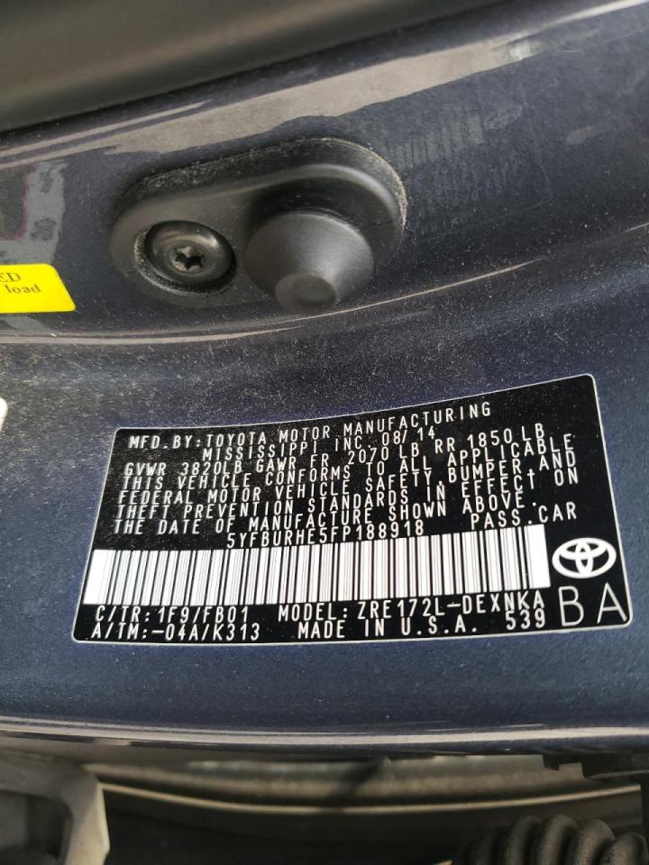 Photo 10 from auction – 2015 TOYOTA COROLLA L with VIN 5YFBURHE5FP188918