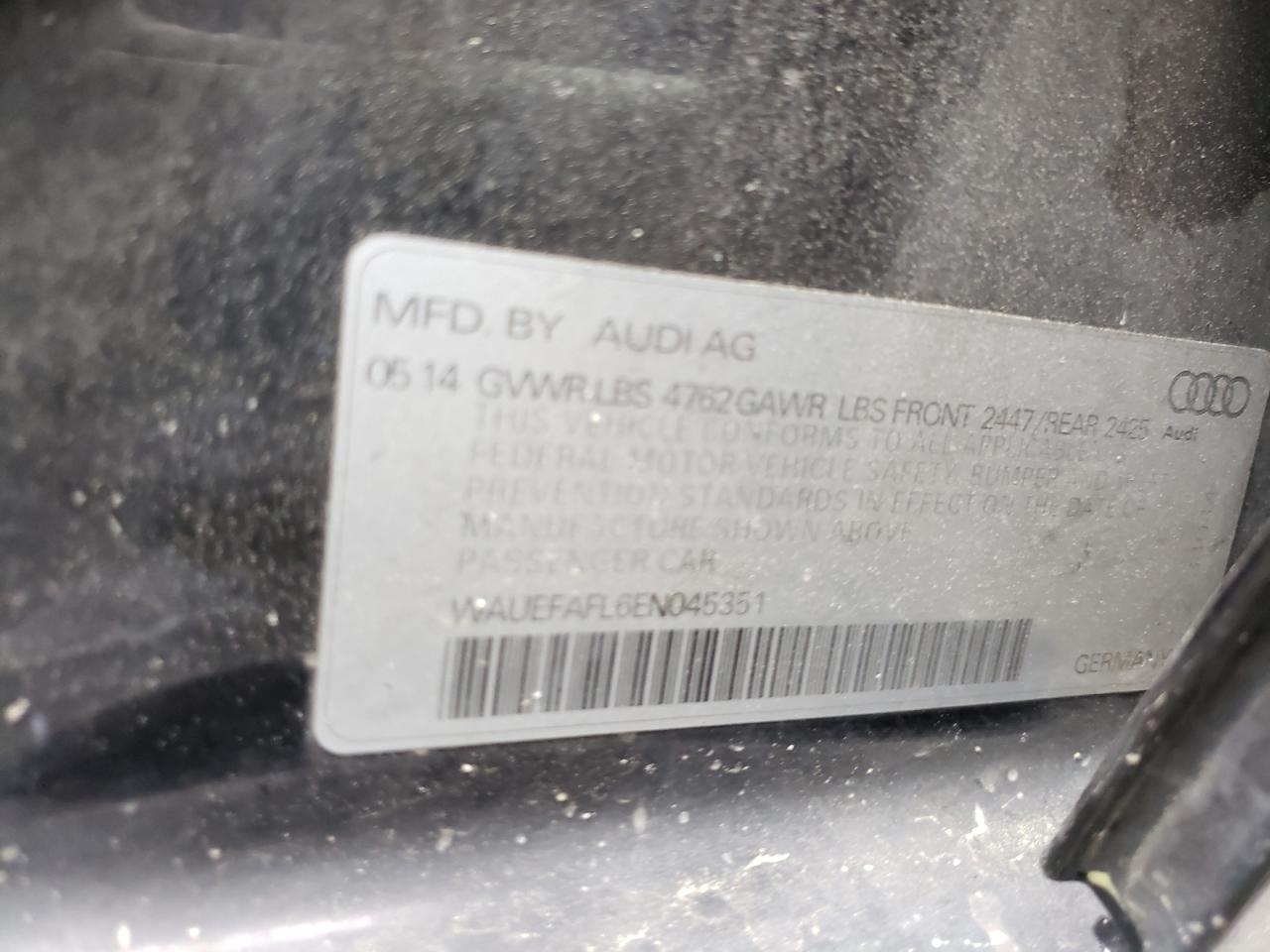 Foto 10 de la subasta – 2014 AUDI A4 PREMIUM con VIN WAUEFAFL6EN045351