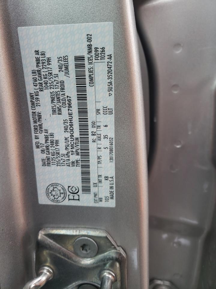 Photo 10 from auction – 2017 FORD ESCAPE SE with VIN 1FMCU9GD6HUE79667