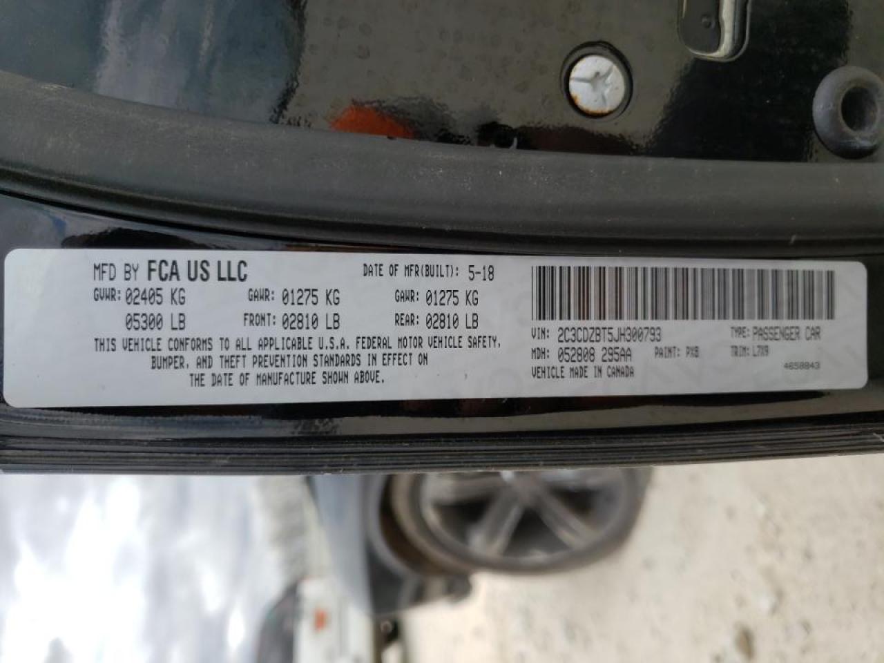 Photo 10 from auction – 2018 DODGE CHALLENGER with VIN 2C3CDZBT5JH300793