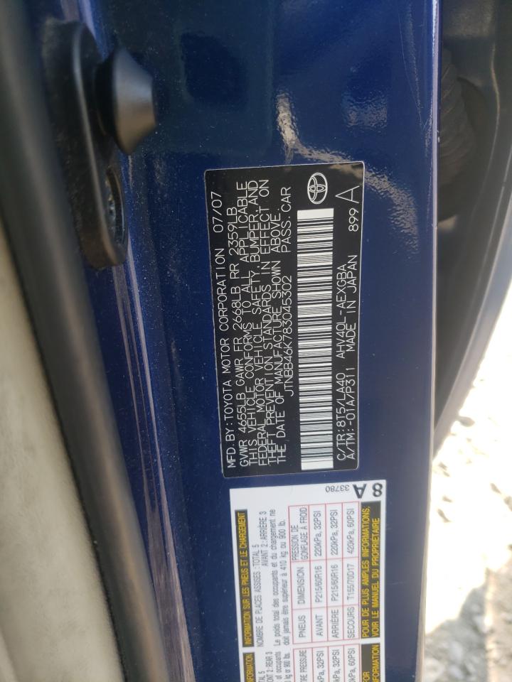 Photo 10 from auction – 2008 TOYOTA CAMRY HYBR with VIN JTNBB46K783045302