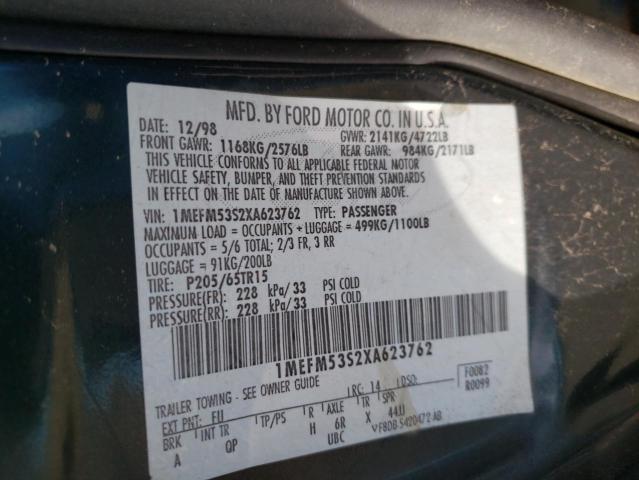 Photo 10 from auction – 1999 MERCURY SABLE LS with VIN 1MEFM53S2XA623762