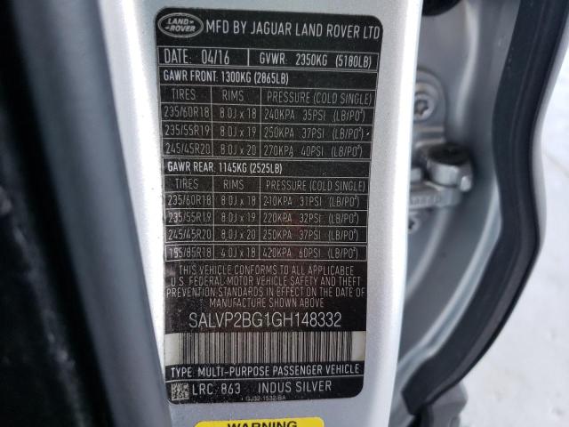 Photo 10 from auction – 2016 LAND ROVER RANGE ROVE with VIN SALVP2BG1GH148332