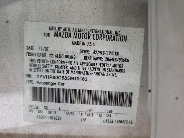 Photo 10 from auction – 2008 MAZDA 6 I with VIN 1YVHP80C585M10163