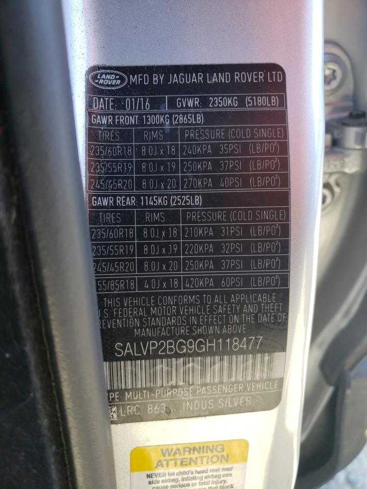 Photo 10 from auction – 2016 LAND ROVER RANGE ROVE with VIN SALVP2BG9GH118477