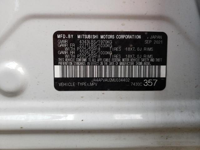 Photo 10 from auction – 2021 MITSUBISHI OUTLANDER with VIN JA4APVAU2MU034402