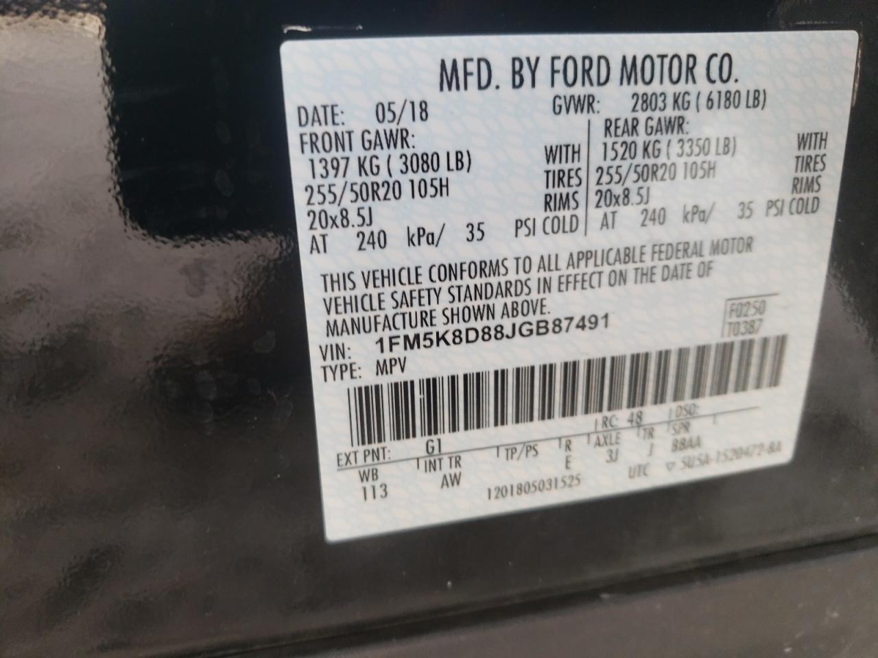 Photo 10 from auction – 2018 FORD EXPLORER X with VIN 1FM5K8D88JGB87491
