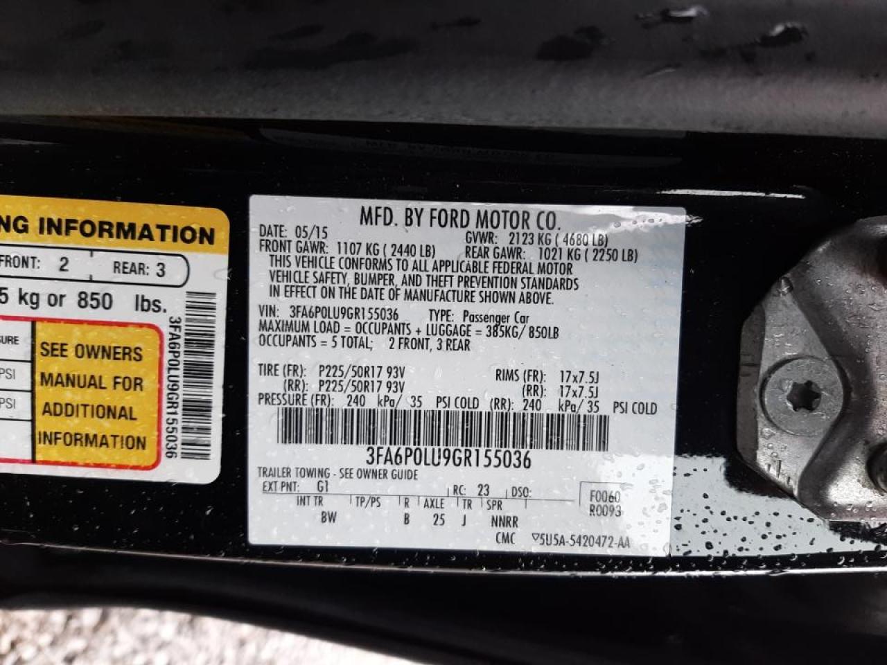 Photo 10 from auction – 2016 FORD FUSION SE with VIN 3FA6P0LU9GR155036