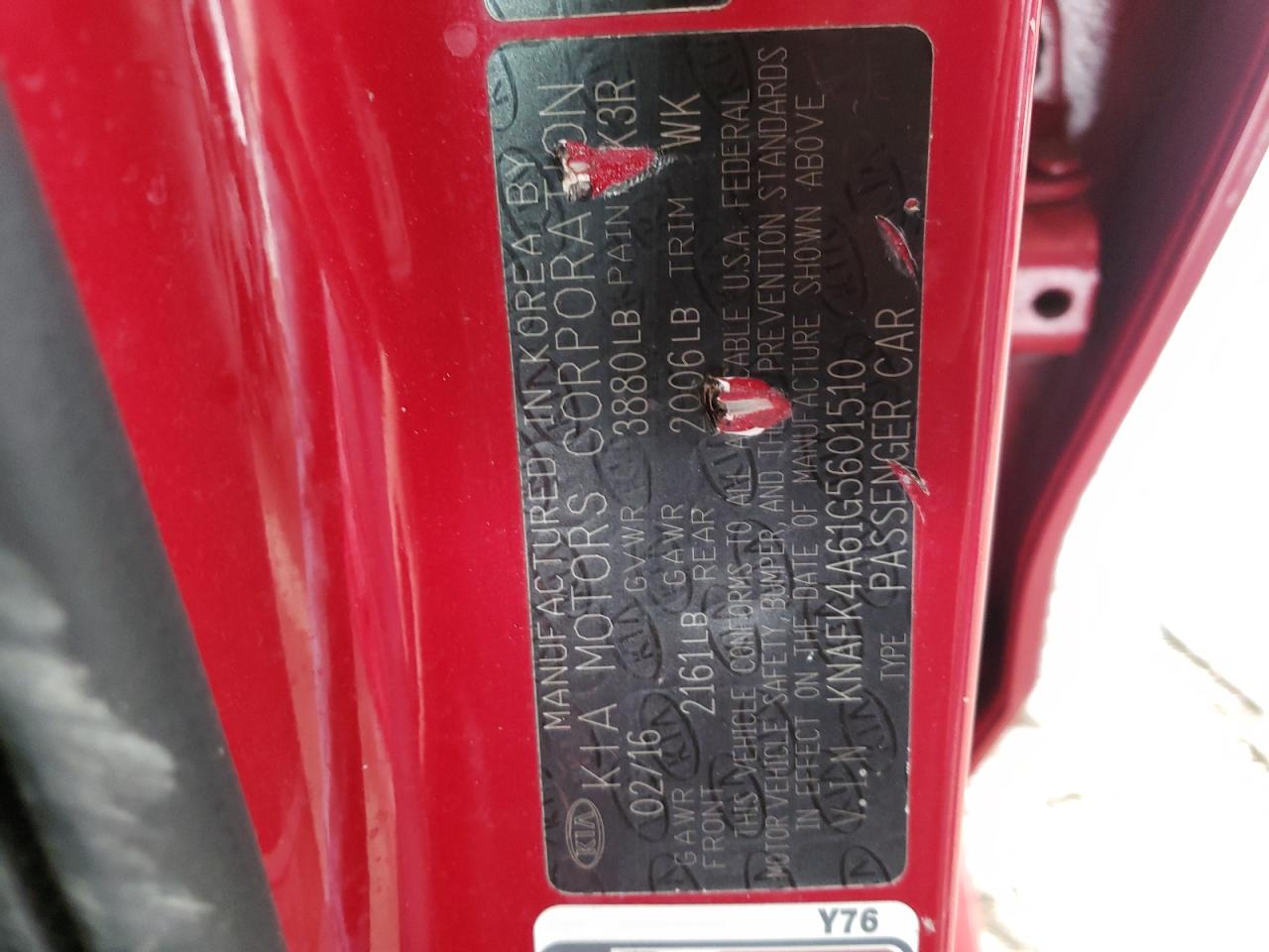 Photo 10 from auction – 2016 KIA FORTE LX with VIN KNAFK4A61G5601510