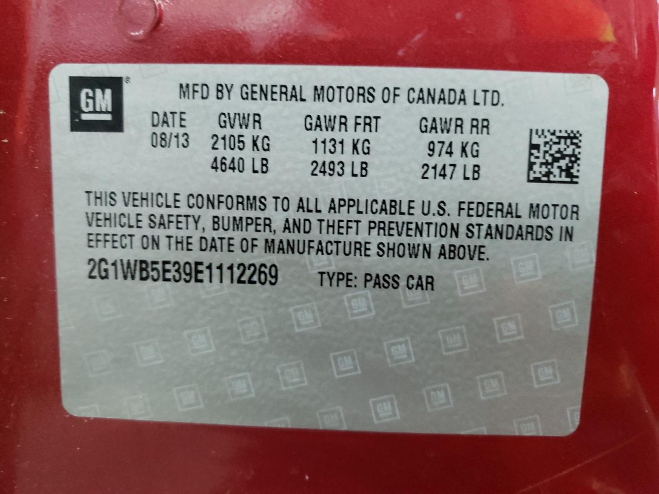 Photo 10 from auction – 2014 CHEVROLET IMPALA LIM with VIN 2G1WB5E39E1112269
