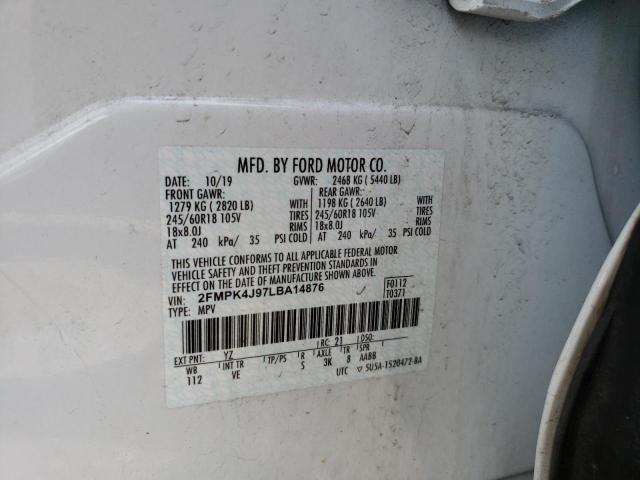 Photo 10 from auction – 2020 FORD EDGE SEL with VIN 2FMPK4J97LBA14876