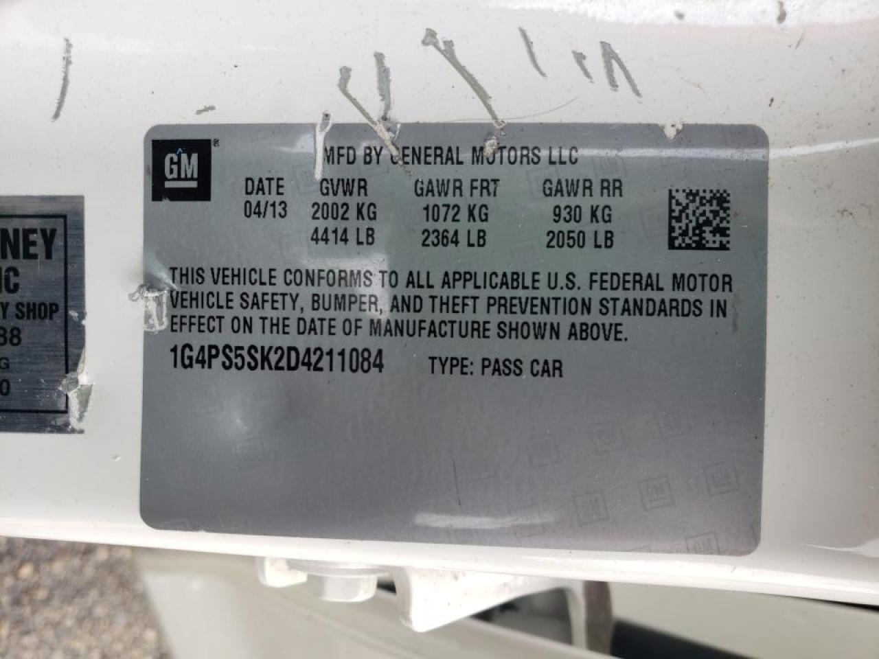Photo 10 from auction – 2013 BUICK VERANO with VIN 1G4PS5SK2D4211084
