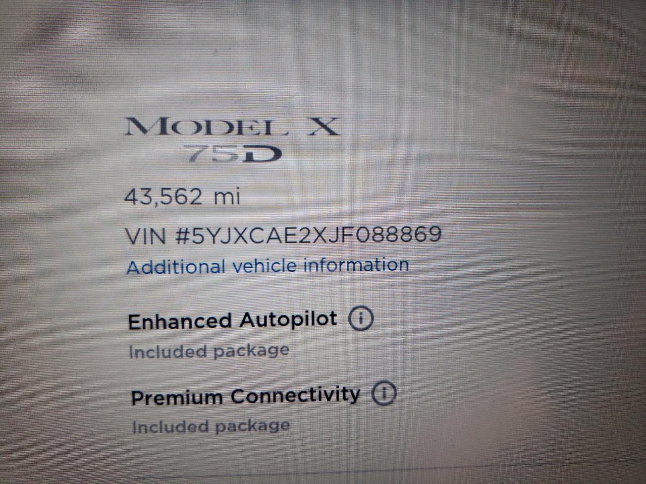 Photo 8 from auction – 2018 TESLA MODEL X with VIN 5YJXCAE2XJF088869