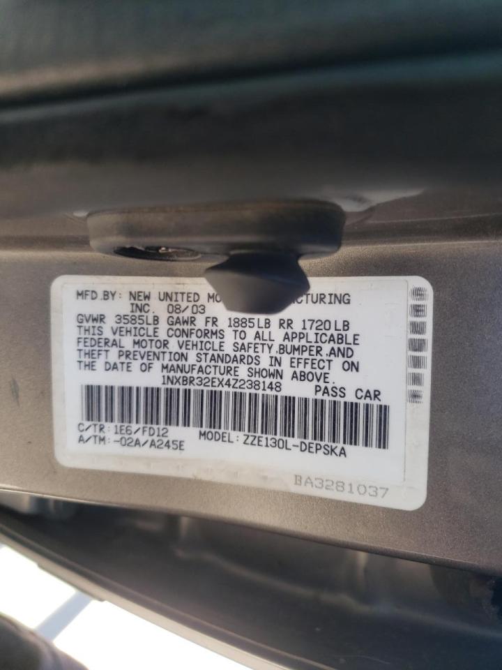 Photo 10 from auction – 2004 TOYOTA COROLLA CE with VIN 1NXBR32EX4Z238148