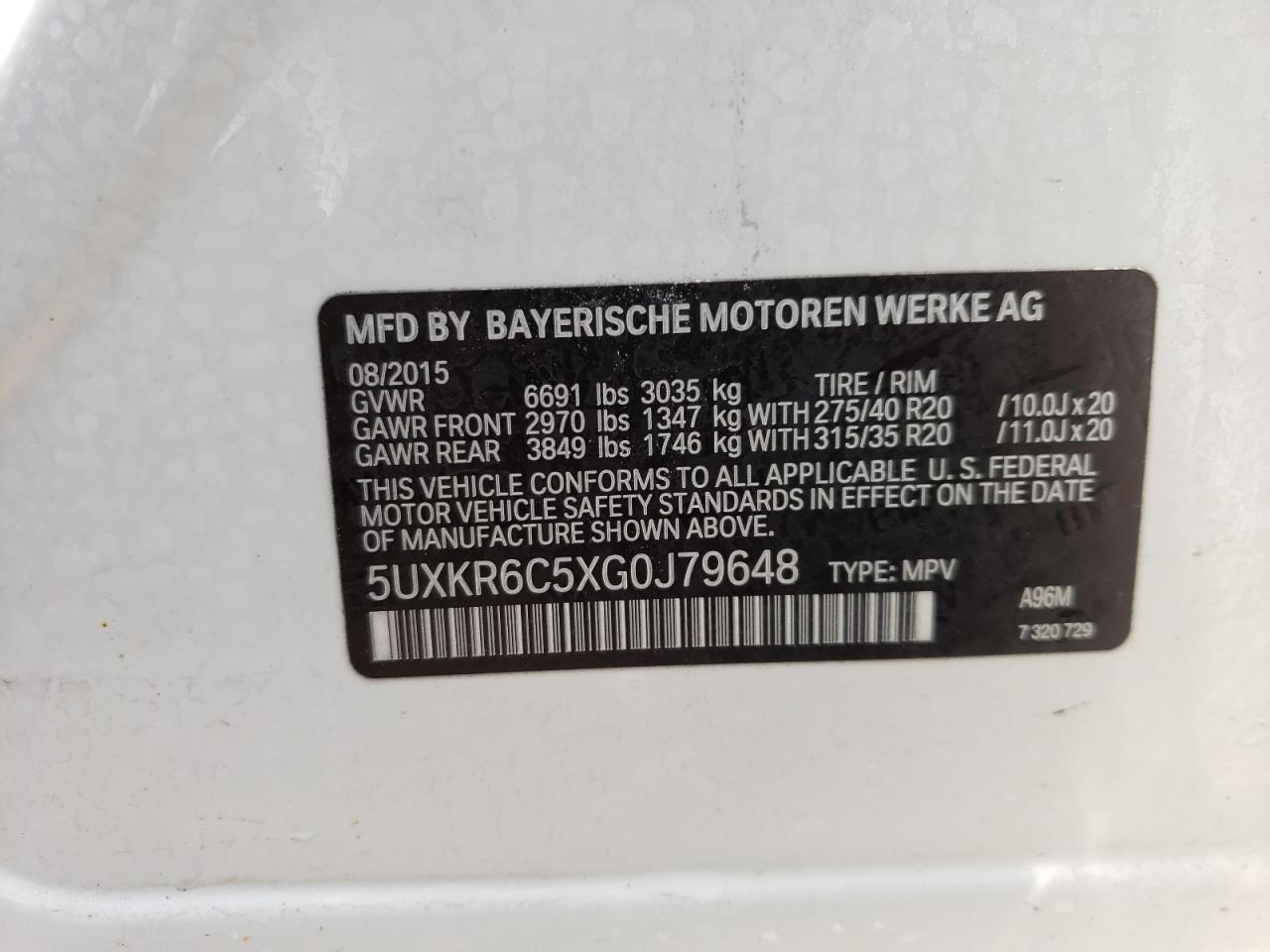 Photo 10 from auction – 2016 BMW X5 XDRIVE5 with VIN 5UXKR6C5XG0J79648
