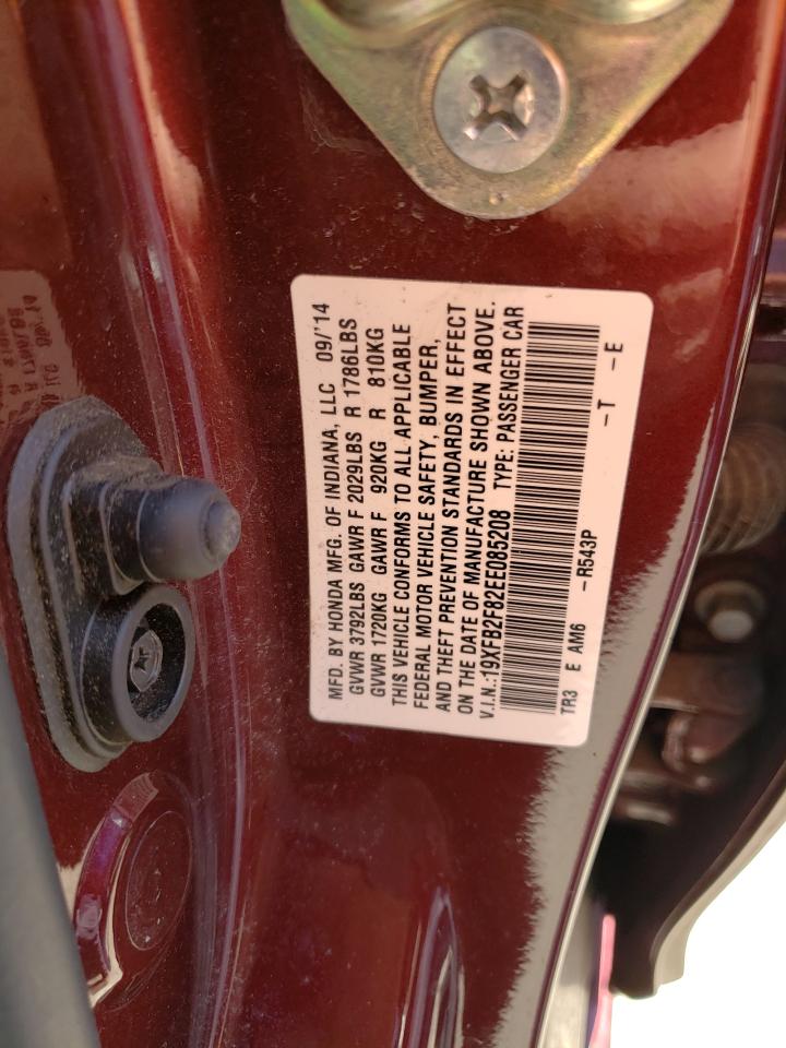 Photo 10 from auction – 2014 HONDA CIVIC EX with VIN 19XFB2F82EE085208