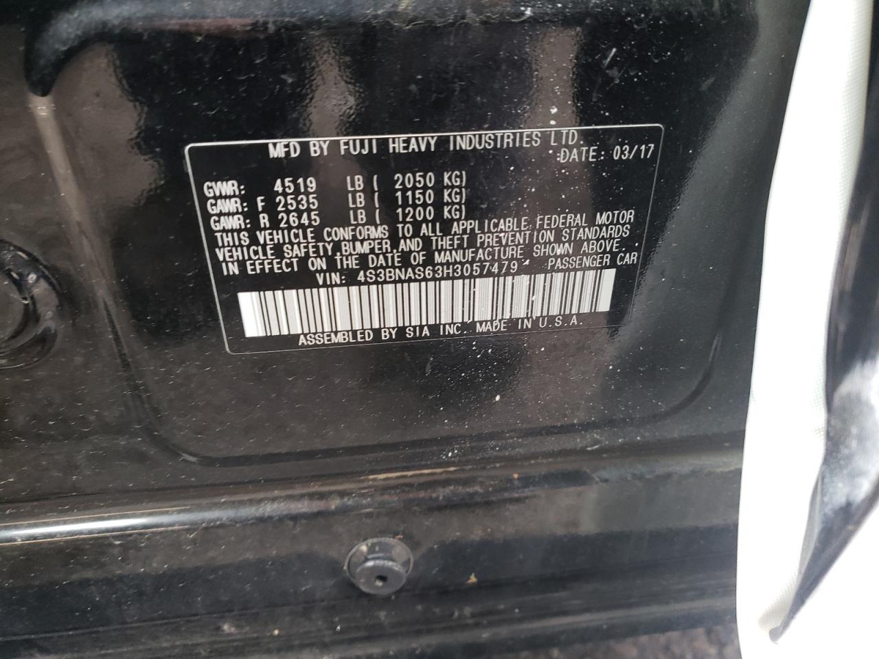 Photo 10 from auction – 2017 SUBARU LEGACY SPO with VIN 4S3BNAS63H3057479