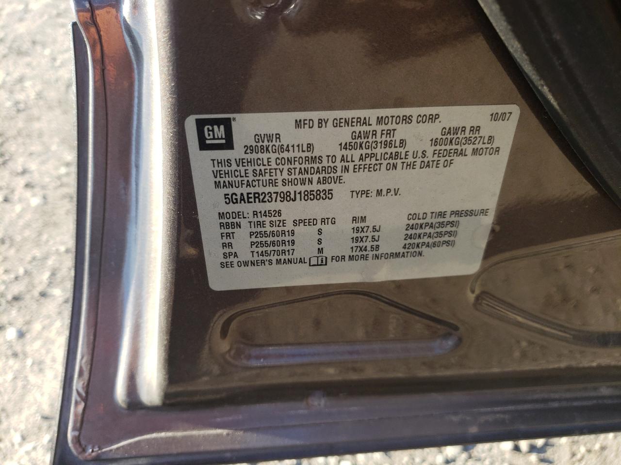 Фото 10 с аукциона – 2008 BUICK ENCLAVE CX с VIN 5GAER23798J185835