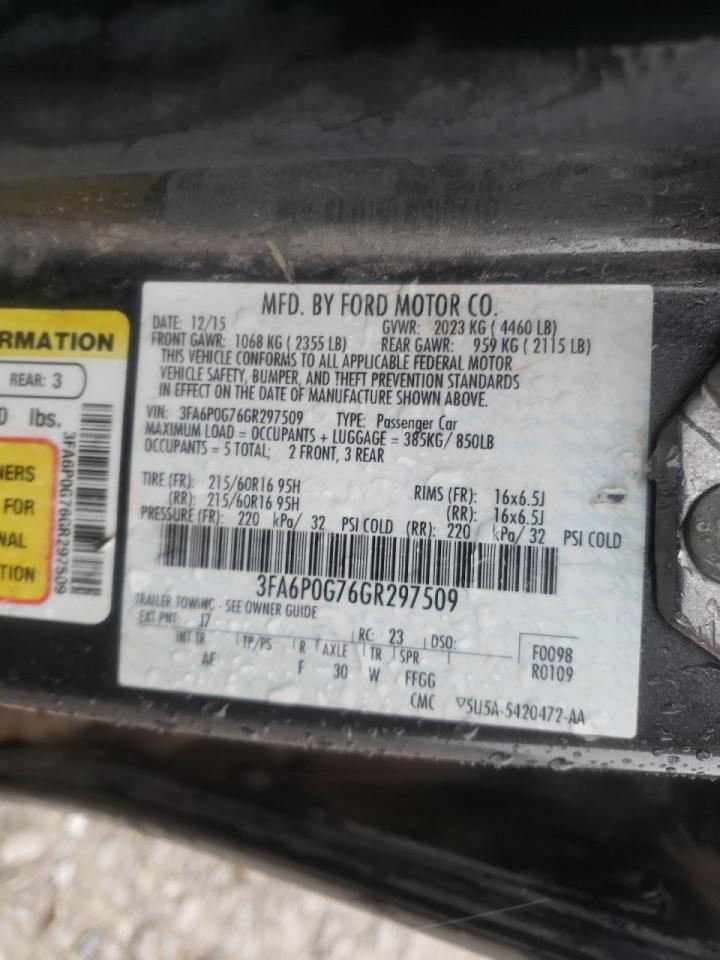 Photo 10 from auction – 2016 FORD FUSION S with VIN 3FA6P0G76GR297509