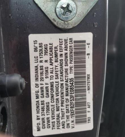 Photo 10 from auction – 2015 HONDA CIVIC LX with VIN 19XFB2F53FE085435