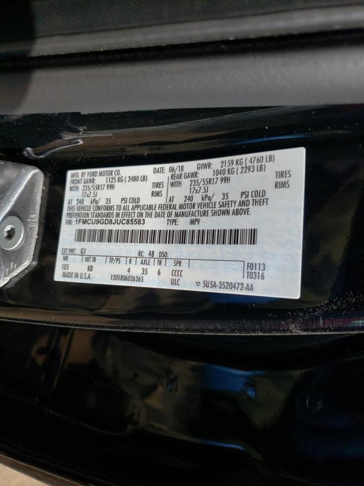 Photo 10 from auction – 2018 FORD ESCAPE SE with VIN 1FMCU9GD8JUC85583