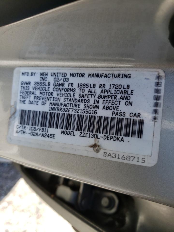 Photo 10 from auction – 2003 TOYOTA COROLLA CE with VIN 1NXBR32E73Z155016