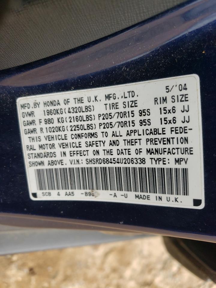 Photo 10 from auction – 2004 HONDA CR-V LX with VIN SHSRD68454U206338