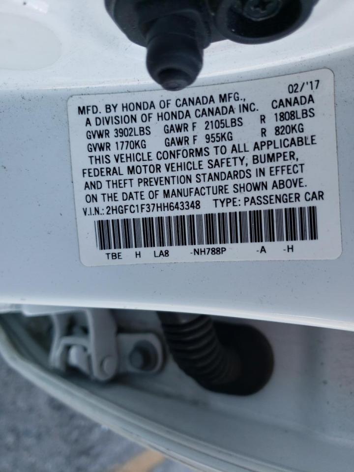 Photo 10 from auction – 2017 HONDA CIVIC EX with VIN 2HGFC1F37HH643348
