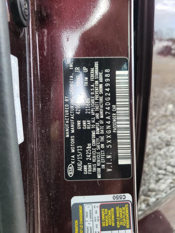 Photo 10 from auction – 2013 KIA OPTIMA EX with VIN 5XXGN4A74DG249988